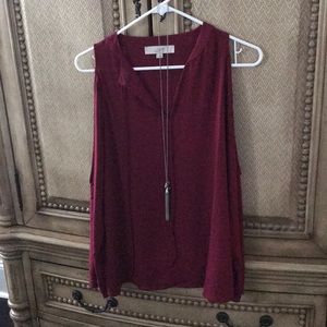 Loft cold-shoulder long-sleeve blouse -Small